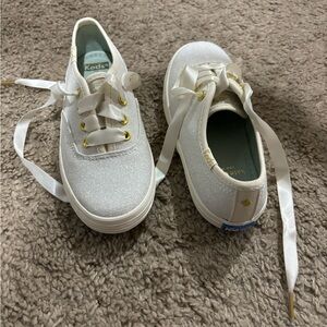 Girls Kate spade keds sneakers, glitter white, 10m, never worn